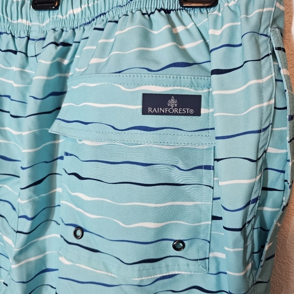 Rainforest Blue Striped Swim Trunks Men's Size Small NWT - Picture 6 of 10
